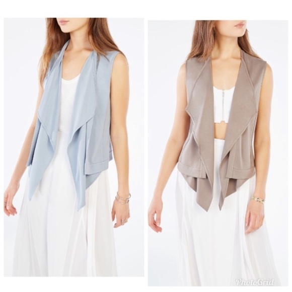 BCBGMaxazria Ryland Draped Front Vest in Taupe size XS - Picture 3 of 9